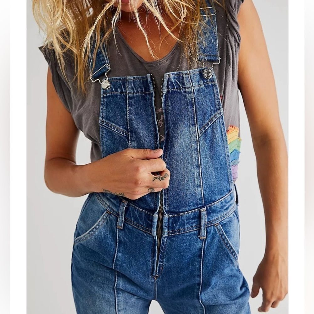 FREE PEOPLE CAMILLA SLIM BOOT OVERALL INTO THE BLUE 2 NWT‎ - Picture 3 of 6